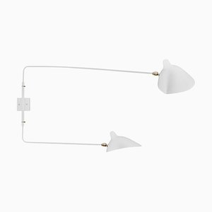 Lámpara de pared giratoria blanca con dos brazos rectos de Serge Mouille