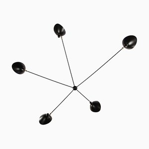 Black 5 Fixed Arms Spider Ceiling Wall Lamp by Serge Mouille