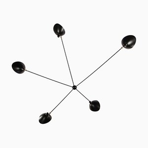 Lámpara de pared Spider de 5 brazos en negro de Serge Mouille