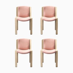 Chairs 300 in Wood and Kvadrat Fabric by Joe Colombo, Set of 4