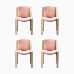 Chaises 300 en Bois et Tissu Kvadrat par Joe Colombo, Set de 4