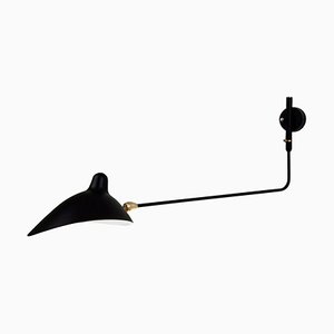 Black One Rotating Straight Arm Wall Lamp by Serge Mouille