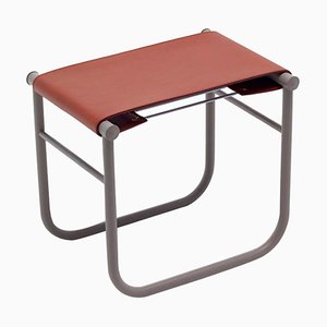 Lc9 Stool in Leather and Steel by Charlotte Perriand for Cassina