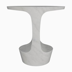 Atlas Carrara White Marble Side Table by Adolfo Doubt