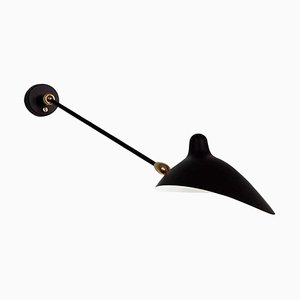 Black 1 Straight Arm 2 Swivel Wall Lamp by Serge Mouille