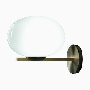 Soto Wall Lamp Alba Opaline Glass and Brass by Mariana Pellegrino for Oluce