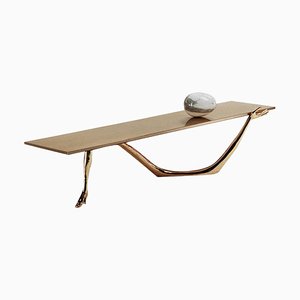 Salvador Dali Brass Carrara Marble Low Table, Sculpture by Mathieu Matégot for Artimeta