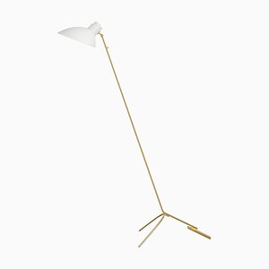 Vv Cinquanta White and Brass Floor Lamp by Vittoriano Viganò for Astep
