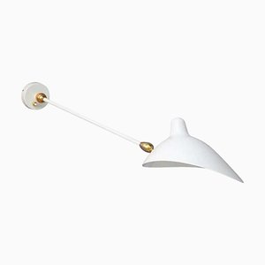 White 1 Stright Arm 2 Swivel Wall Lamp by Serge Mouille
