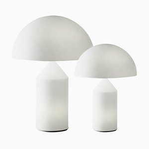 Atollo Medium and Small Glass Table Lamps by Vico Magistretti for Oluce, Set of 2