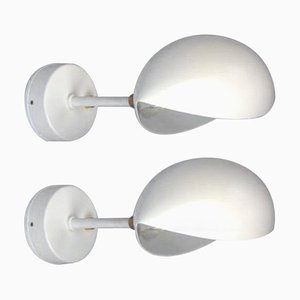 White Eye Sconce Wall Lamp Set by Serge Mouille, Set of 2