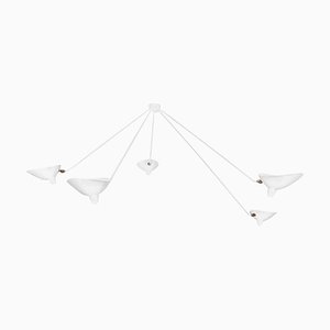 White 5 Fixed Arms Spider Ceiling Lamp by Serge Mouille