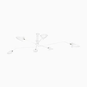 White 6 Rotaiting Arms Ceiling Lamp by Serge Mouille