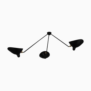 Moderne schwarze 3-armige Spider Deckenlampe von Serge Mouille