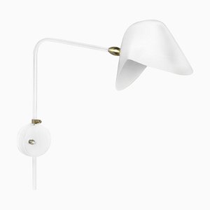 Lámpara de pared Anthony en blanco con caja de fijación redonda de Serge Mouille