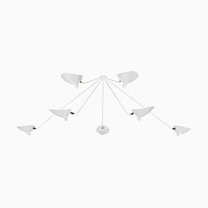 White 7 Fixed Arms Spider Ceiling Lamp by Serge Mouille