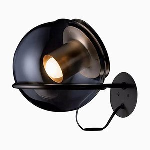 The Globe Blown Glass & Satin Gold Wall Lamp by Joe Colombo for Oluce