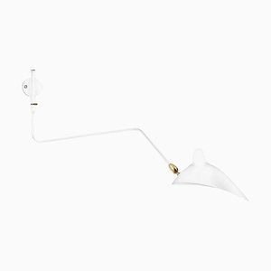 White One Rotating Curved Arm Wall Lamp by Serge Mouille