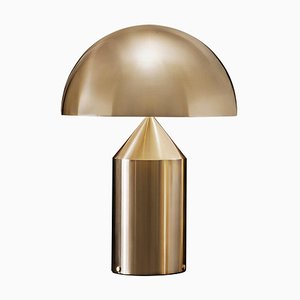 Lámpara de mesa Atollo grande de metal dorado satinado de para Oluce