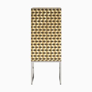 Cabinet Biri C03 Limited Edition Steel / Tiles Brass Matt by Peter Ghyczy