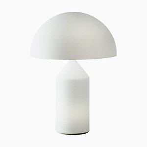 Lámpara de mesa Atollo pequeña de vidrio blanco de Vico Magistretti para Oluce