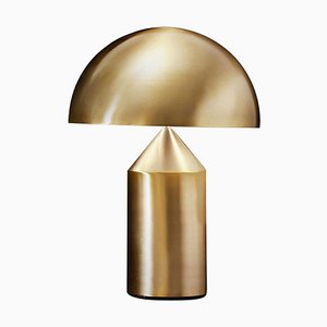 Atollo Medium Tischlampe aus satiniertem Metall in Gold von Vico Magistretti für Oluce
