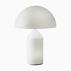 Lámpara de mesa Atollo grande de vidrio blanco de Vico Magistretti para Oluce