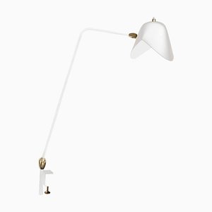 Lampe de Bureau Agrafée Blanche avec 2 Pivots par Serge Mouille