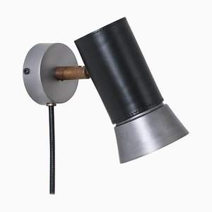 Kusk Black Leather and Iron Wall Lamp by Sabina Grubbeson for Konsthantverk