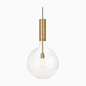 Large Rosdala Brass & Clear Glass Ceiling Lamp by Sabina Grubbeson for Konsthantverk