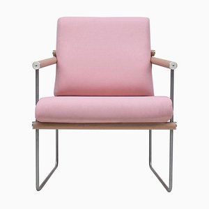 Safari Gp05 Steel, Oak Latte & Pink Fabric Armchair by Peter Ghyczy