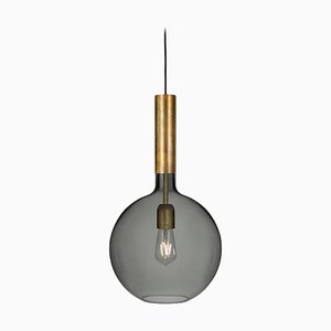 Rosdala Brass & Smoked Glass Ceiling Lamp by Sabina Grubbeson for Konsthantverk