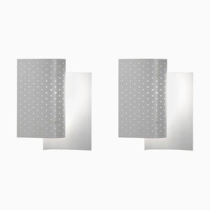 Aplique de pared B205 en blanco de Michel Buffet. Juego de 2