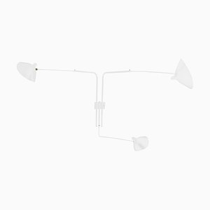 White 3 Rotating Straight Arms Wall Lamp by Serge Mouille