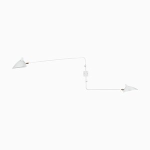 Weiße Wandlampe mit 2 rotierenden Armen von Serge Mouille