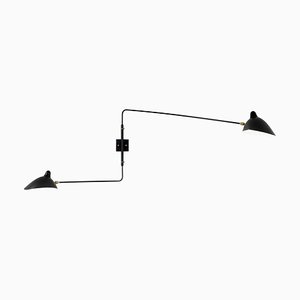 Black 2 Rotating Straight Arm Wall Lamp by Serge Mouille