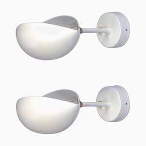 White Eye Sconce Wall Lamp Set by Serge Mouille, Set of 2