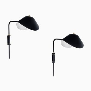 Black Anthony Wall Lamp Whit Fixing Bracket Set Re-Edition by Serge Mouille, Set of 2
