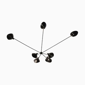 Black 7 Fixed Arms Spider Wall Ceiling Lamp by Serge Mouille