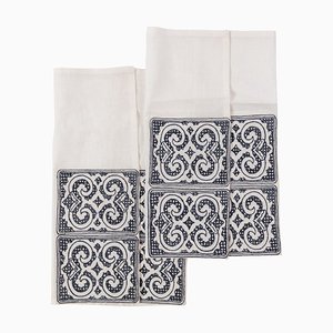 Ainu Collection Hand Embroidered Linen Napkins by Soshiro, 2020, Set of 2