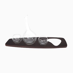 Pok Collection Carafe and Set of Glasses on a Beech Wooden Appetizer Tray by Soshiro, 2019, Set of 2