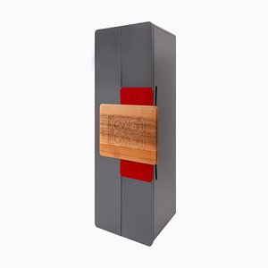 Ainu Collection 6-Drawer Cabinet of Lacquer Carved Wood and Steel by Soshiro, 2020