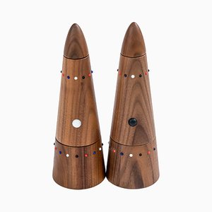 Pok Collection Salt Mill and Pepper Grinder Set in Walnut Wood by SoShiro, 2019, Set of 5