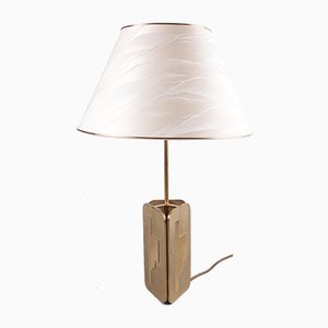 Hollywood Regency Brass Table Lamp with Shade, 1970s