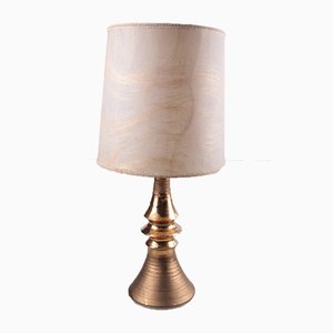 Ceramic & Gold Table Lamp with Original Shade, 1970s