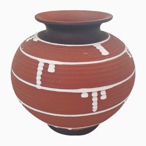 Vaso Brown Shards con smalto bianco, anni '50