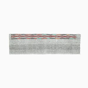 Alfombra de pasillo Oushak Kilim turca vintage de lana gris hecha a mano