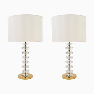 Lampes en Cristal et Laiton, Set de 2