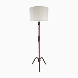 Lampadaire en Cuir par Jacques Adnet