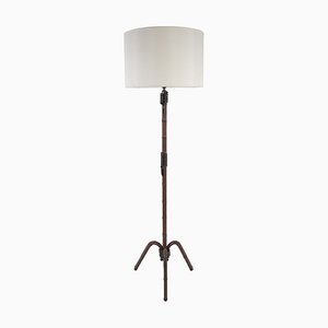 Leather Sheathed Floor Lamp by Jacques Adnet